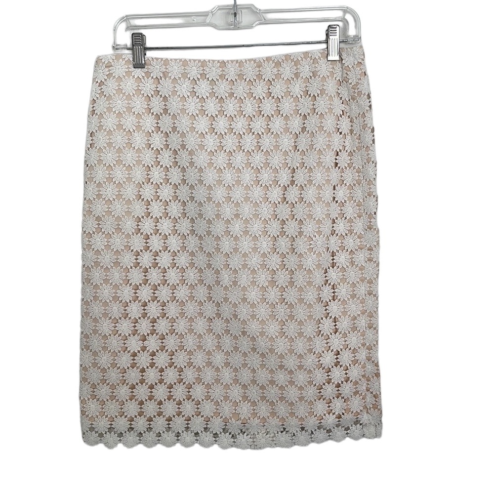 NWT Talbots white crochet flower skirt